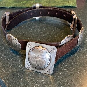 Ralph Lauren Dark Brown Leather Concho Belt